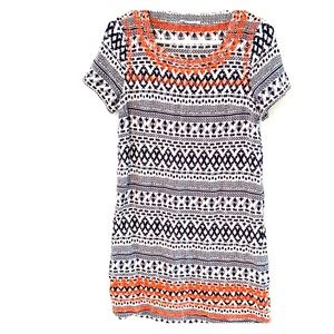 THML blue and orange pattern shift dress